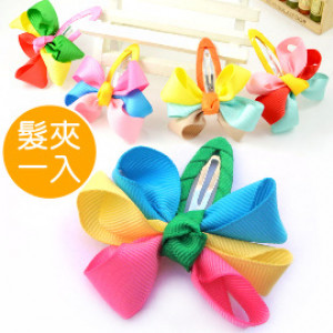 [Children's hair ornaments modeling series] Korean colorful ribbon ribbon hairpin / side clip / children hairpin / children hair ornaments / sea folder / spring clip "1 into the" ☆ 4 color ☆