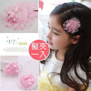 [Children's performances, banquets, dress accessories hair ornaments modeling series] love dots lace flowers children hairpin / side folder / spring clip / children hair accessories / children hairpin / sea folder "1 into the"