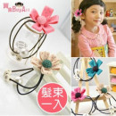 [Children's accessories hair ornaments modeling series] cute girls line flowers dot hair rope / hair bundle / children hair accessories / children's jewelry / hair circle 6 color "1 into the"