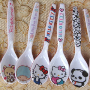 【Safe tableware series】 cute pattern imitation porcelain meal high temperature safe non-toxic with insulation food grade strict selection of tableware, nutrition lunch children tableware / cute cartoon fake porcelain spoon