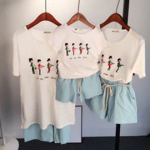 【New comb cotton fashion pro-child installed】 jacket + casual shorts suit set, feel good, do not pilling, do not fade, comfortable cotton fine work, environmental non-toxic printing parent-child T-shirt 90-2XL