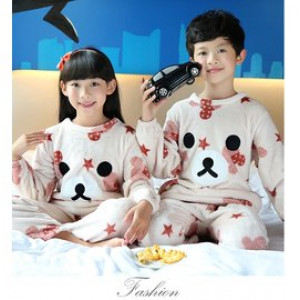 [Children autumn and winter cold warm warm cold sleep suit clothing] winter warmth, bathing, sleeping, get up in the morning, bath finished, a multi-purpose, children's coral cashmere warm comfortable nightgown set