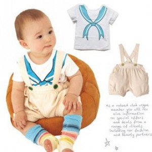 【New baby spring and summer casual wear series】 Figure duck style coat + harness pants 2 sets of packages / spring and summer suit / children's suits / out suit / children's clothing 80-90-100cm