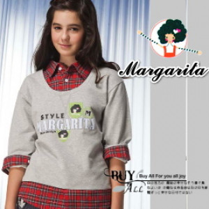 【Autumn and winter quality in the children's clothing 120-170 cm】 ★ magazine section of parent-child equipment and large children's clothing ★ brand Margarita fake two-shirt cotton T / autumn and winter shirt ★ 10/12/14/16