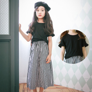 Lotus leaf short-sleeved shirt [cotton soft and simple style design] temperament wild girl shirt,