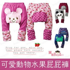 [New children and children autumn and winter new series] lovely animal fruit pattern ass pants / 9 pants / trousers / wrinkled cute animal ass pants / cotton pants ☆ 80-90-95 ☆ ★ 6 ★