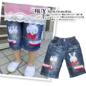 Rabbit rabbit lotus puzzle brush jeans / spring and summer shorts / casual shorts ☆ 7/9/11/13/15/17