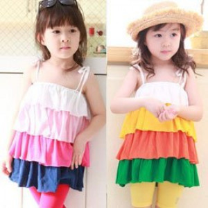 [Children's new spring and summer casual wear] - rainbow lotus leaf tie jacket / spring and summer vest ☆ summer picnic, play the water out of the most fashionable cool dress 90-130