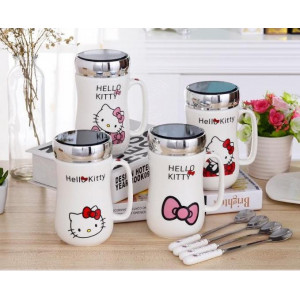 Healing home life department store cup group [food in the heart of tea coffee cup group] mirror cup cover with a special spoon with lovely pattern mood immediately high up