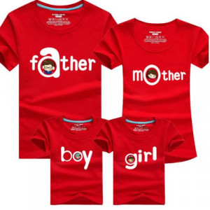 Combing pure cotton parent-child installed [new short-sleeved shirt parent-child equipment] 
