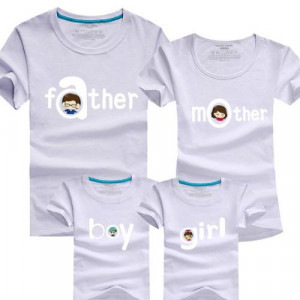 Combing pure cotton parent-child installed [new short-sleeved shirt parent-child equipment] 