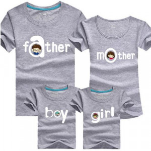 Combing pure cotton parent-child installed [new short-sleeved shirt parent-child equipment] 