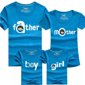 Combing pure cotton parent-child installed [new short-sleeved shirt parent-child equipment] 