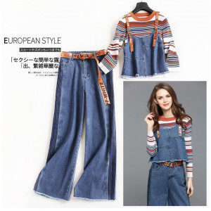 Even if the top international apparel Taobao also more than 1,500, 3-piece denim pants set [Autumn and winter new girls, parent-child autumn and winter suits] OL favorite high-waist jeans wide leg pants + sweater + denim vest suit,