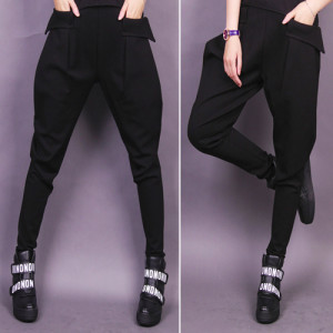 [Fashion Slim Series] Harem pants fashion women's casual trousers, was thin feet pants Korean surge black pants ★ adults and children wear S-XXL