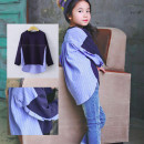 [Children's costumes autumn, winter long-sleeved series] shirt-style splicing long version of cotton T / long-sleeved blouse / T-shirt / winter coat / cotton top