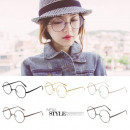 Wear essential jewelry glasses [Protective and stylish fashion mothers and girls large children series] Four seasons good collocation essential ~ celebrity models, metal glasses frame shape glasses / large frame round glasses / fashion boutique