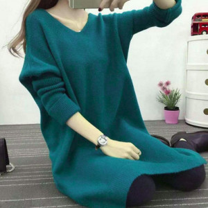 Autumn and winter sweaters make you fall and winter warm and beautiful, very warm, warm girls and children can be children, fashion wear - women's sweaters loose V-neck large size Korean plain sweater